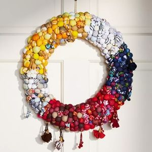 Anthropologie Bauble Upcycled Wreath- assorted colors